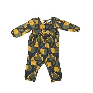 Girls 6M Green/Yellow Flowers Onesie Pajama